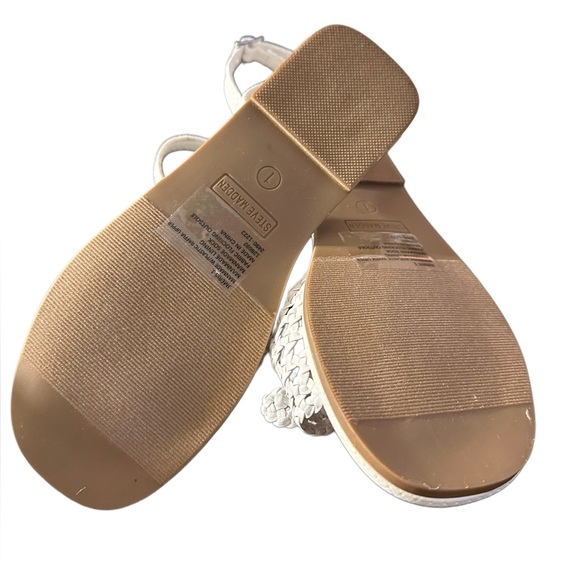 NEW Steve Madden Girl’s Open Toe/Back Raffia Sandals White Size 1 - Picture 11 of 14